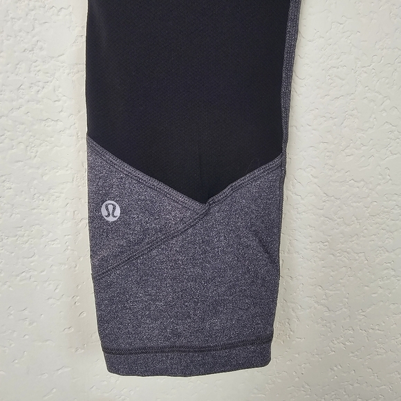 Lululemon Pace Rival Crop 22” Heathered Black Gray Size 6 Mesh Panels + Pockets - Picture 6 of 14